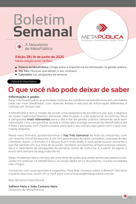 Imagem da notícia BOLETIM SEMANAL Nº28 - 16 DE JUNHO DE 2025